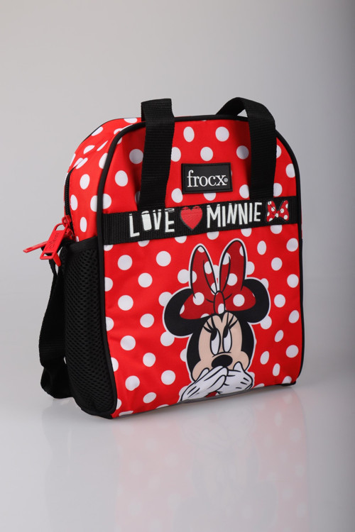 "DEKOMUS ISLAK MENDİL HEDİYELİ" MINNIE MOUSE BESLENME ÇANTASI TWEEN LOVE DOTS