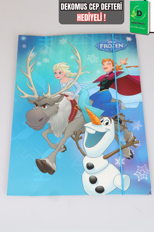 x Dekomus Lisanslı Frozen Elsa Tekli Lastikli Resim Dosyası "Dekomus Cep Defteri Hediyeli"