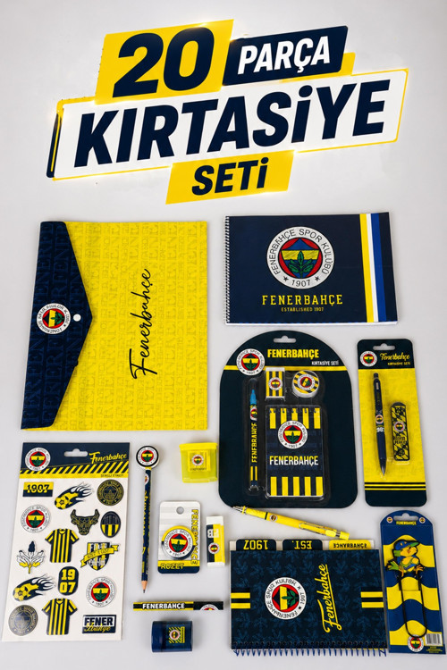 x Dekomus Lisanslı Fenerbahçe 20 Parça Kırtasiye Seti Sticker,Bloknot