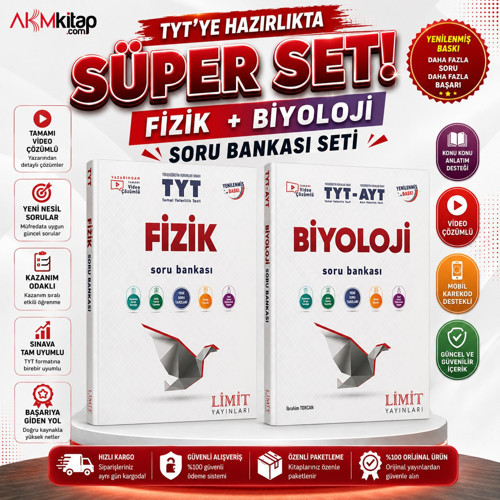 Limit Yayınları TYT Fizik ve TYT AYT Biyoloji Soru Bankası 2 Kitap Set
