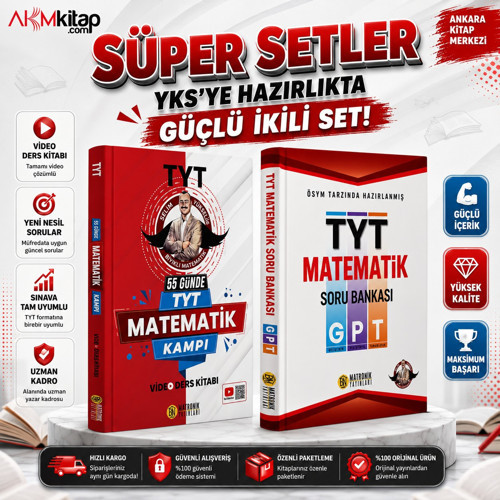 Bıyıklı Matematik 55 Günde TYT Matematik Kampı Video Ders Kitabı ve GPT Soru Bankası Seti 2 Kitap