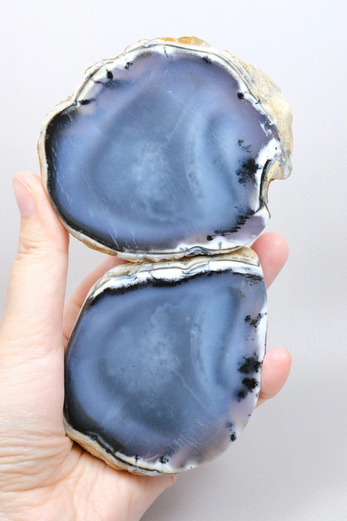 Büyük Merlinite Çifti (Dendiritik Opal) - Cilalanmış Eşleşen Yarım, Müze Kalitesi Numune (468g)
