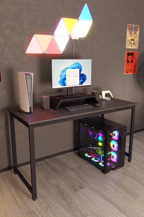 Siyah 140x60 Oyuncu Masası, Bilgisayar Masası, Gamer Masası, Gaming Masa, Metal Ayaklı