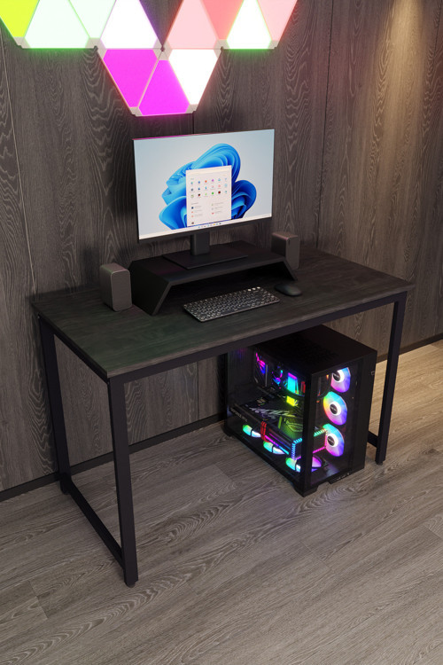 Siyah Renk Oyuncu Masası 60x120 Cm, Bilgisayar Masası, Gamer Masası, Gaming Masa, Metal Ayaklı