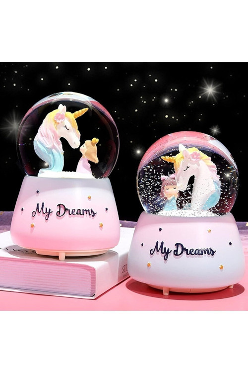 Unicorn Orta Boy Işıklı Müzikli Kar Küresi
