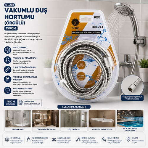 KROM - ÖRGÜLÜ VAKUMLU DUŞ HORTUMU 150CM VAKUMLU AMBALAJ (2818)