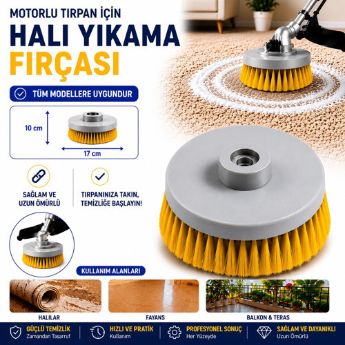 Motorlu Tırpan Halı Yıkama Fırçası Tüm Modellere Uygundur