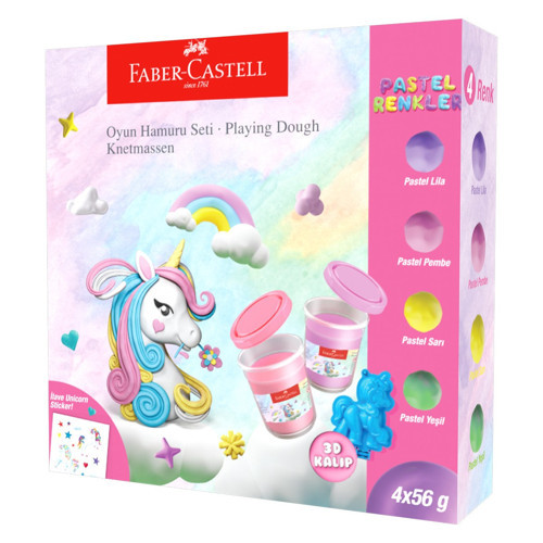 Castell 4'lü Unicorn Oyun Hamuru Seti,Pastel Renkler,Yapışmaz ve Ufalanmaz,Kolay Saklama
