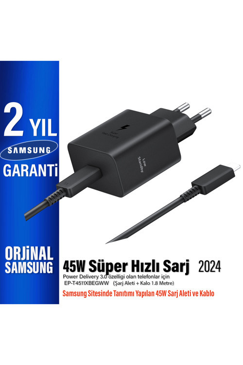 Galaxy A36 A37 A56 45W Süper Hızlı Şarj Aleti Orjinal (Samsung Türkiye Garantili)