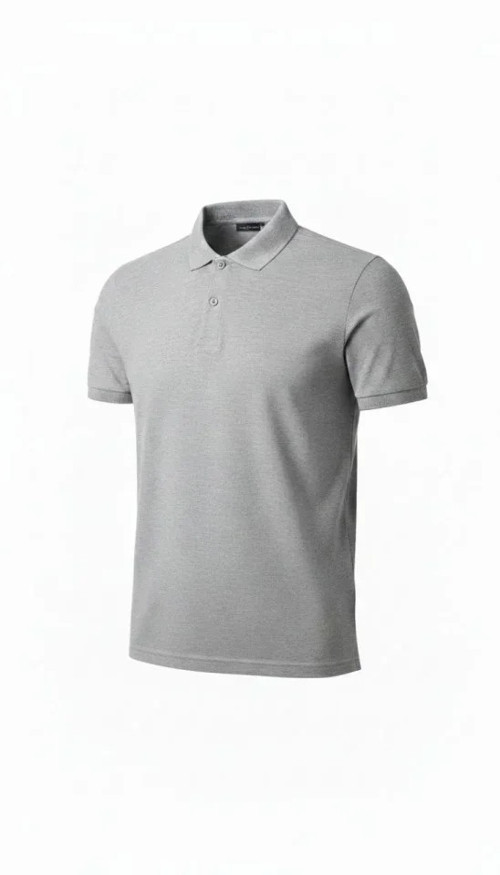 Erkek Pike Kumaş Düğmeli Yaka Regular Fit Günlük Kısa Kol Tişört T-shirt - Gri