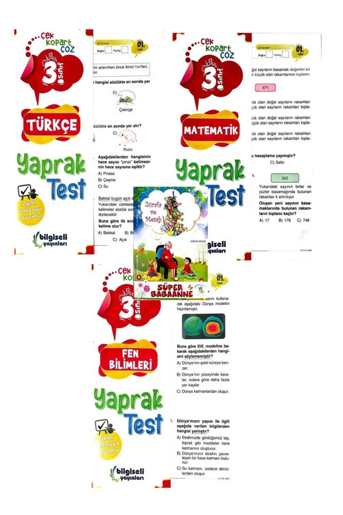 3. Sınıf Bilgiseli Türkçe-Matematik-Fen Bilimleri Yaprak Test