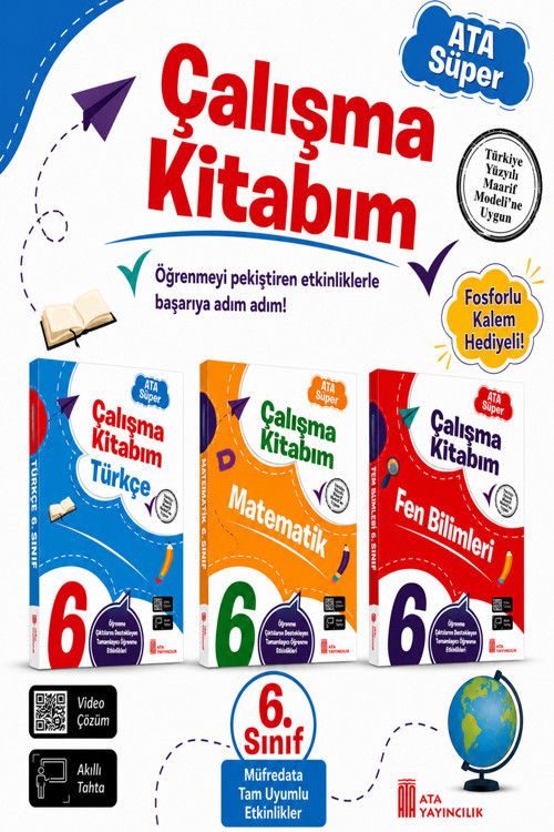 6. Sınıf Süper Türkçe - Matematik - Fen Bilimleri Çalışma Kitabım Seti
