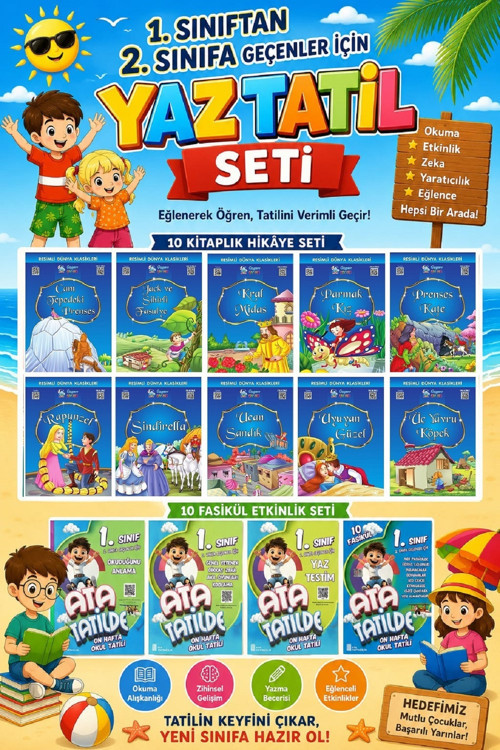 1. Sınıftan 2. Sınıfa Geçenler İçin Dünya Klasikleri Seti (Yaz Tatil Kitabı Hediyeli)