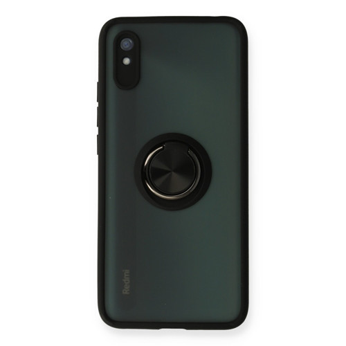 Xiaomi Redmi 9A Kılıf Montreal Yüzüklü Silikon Kapak - Siyah
