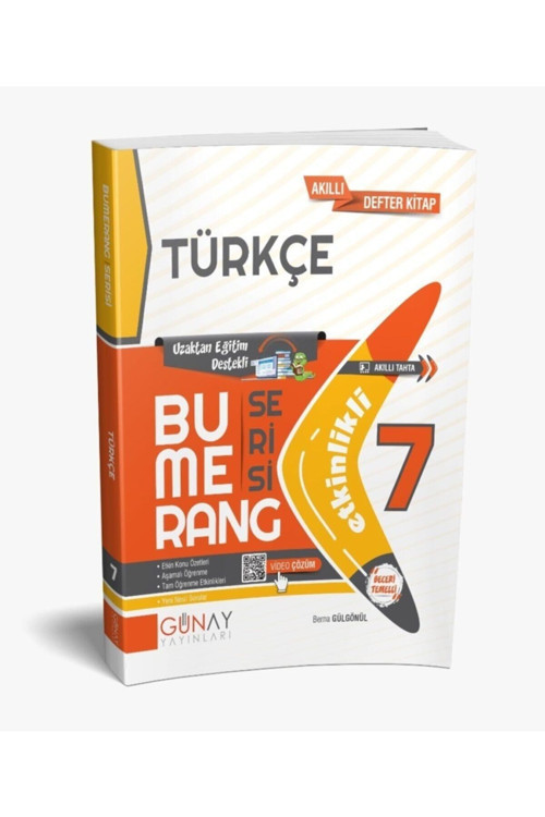 Günay Yayınları Bumerang Serisi 7. Sınıf Türkçe Akıllı Defter Kitap