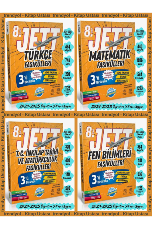 Ünlüler Karması 8. Sınıf Jett Türkçe-Matematik-Fen Bilimleri-İnkılap Fasikül Set 4 Kitap