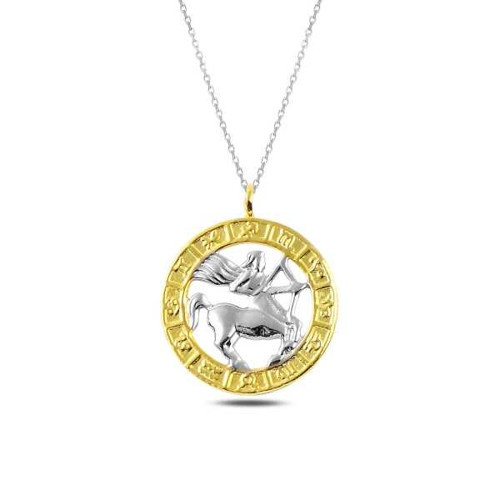 Gümüş Gold Yay Burcu Kolye