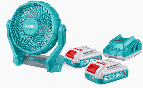 Set-16 (TOTAL LI-ION AKÜLÜ VANTİLATÖR TFALI2007+TOTAL P20S 2Lİ 2.0 Ah AKÜ VE ŞARJ ALETİ SETİ)