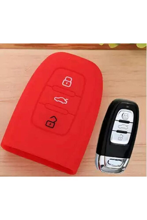 Audi A2 A3 A4 A6 A8 Tt Uyumlu Silikon Anahtar Koruma Kılıfı Kırmızı Renk