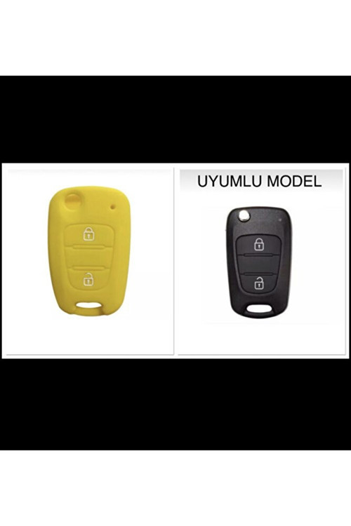 Hyundai I20 I30 Ve Ix35 Uyumlu Silikon Anahtar Kılıfı 2 Tuşlu Sarı Renk