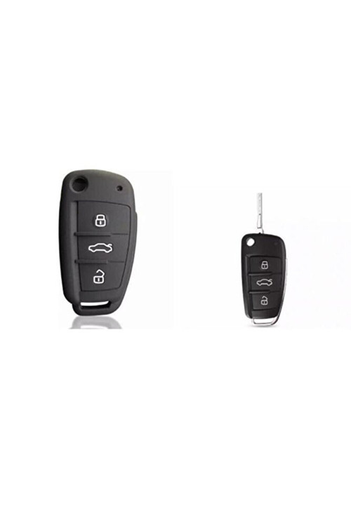 Audi A1 A3 A4 A6 Q7 Silikon Anahtar Koruma Kılıfı Siyah Renk