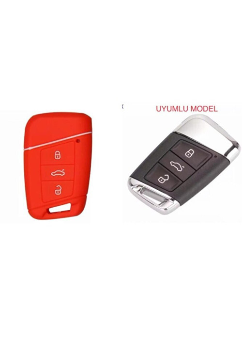 Passat B8 Ve Süper B Silikon Anahtar Koruma Kılıfı Kırmızı Renk