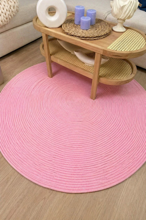 Oval Jüt Yuvarlak Hasır Görünümlü Klasik Halı Kilim