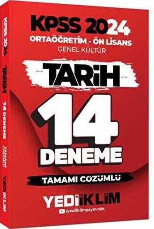 2024 KPSS Ortaöğretim - Ön Lisans Genel Kültür Tarih 14 Deneme Tamamı Çözümlü