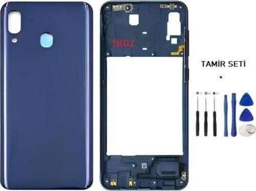 Samsung Galaxy A20  - SM-A205F FULL Kasa Arka Kapak Takım MAVİ - TAMİR SETİ