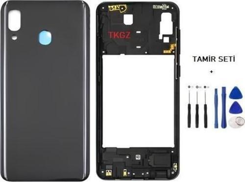 Samsung Galaxy A20  - SM-A205F FULL Kasa Arka Kapak Takım SİYAH - TAMİR SETİ