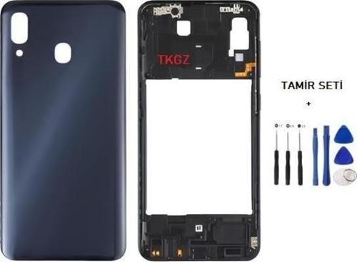Samsung Galaxy A30  - SM-A305F FULL Kasa Arka Kapak Takım SİYAH - TAMİR SETİ
