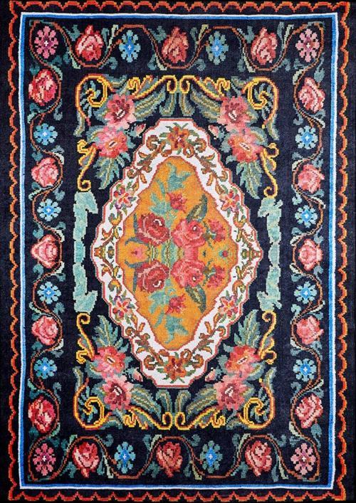 Klasik Siyah Salon&Oturma Odası&Yolluk Dijital Baskılı Makinede Yıkanabilir Kaymaz Taban Saçaklı Halı HK052