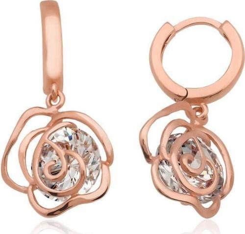 925 Ayar Gümüş Sallantılı Gül Küpe