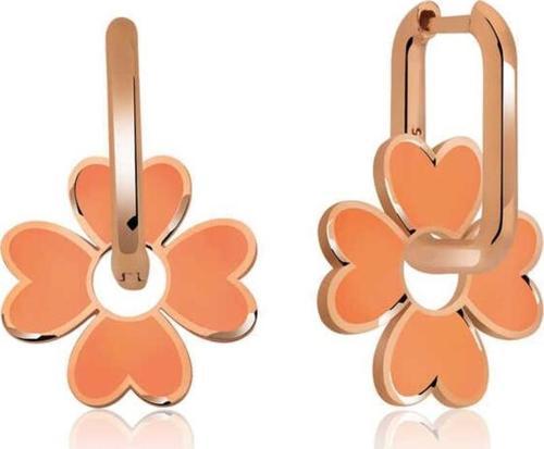 Gümüş Fosforlu Turuncu Yonca Küpe