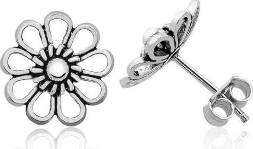 925 Ayar Gümüş Telkari Papatya Çivili Küpe