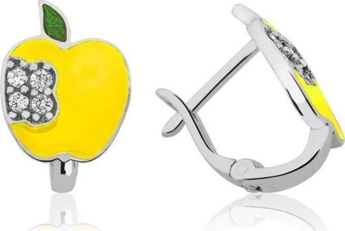 Gümüş Sarı Elma Çoçuk Küpesi