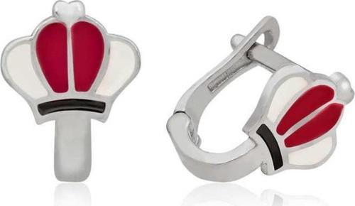 925 Ayar Gümüş Kırmızı Taç Çocuk Küpesi