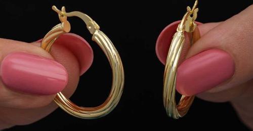 Gümüş Gold 3 mm Burgu Şarnel Küpe