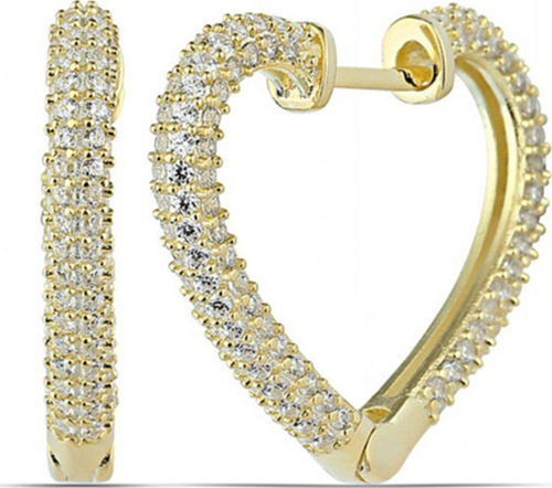 Gümüş Gold Kalp Kadın Küpe
