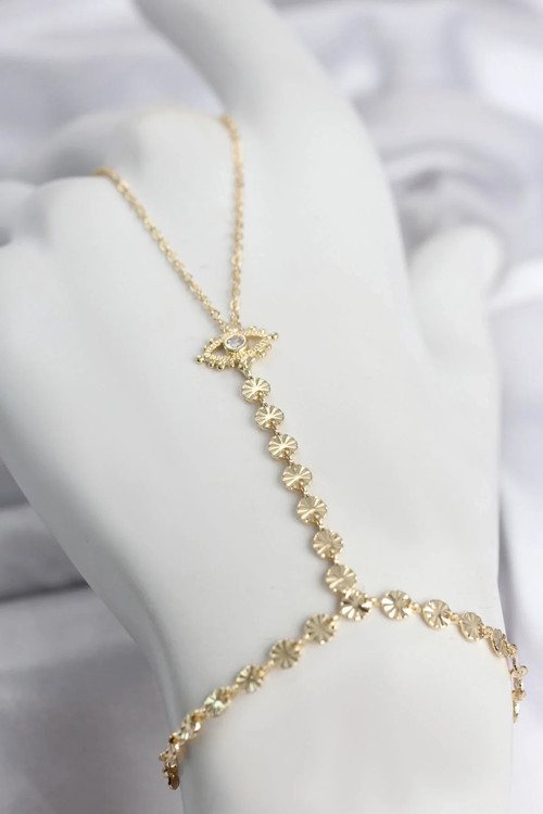 Gold Renk Pirinç Zirkon Taşlı Göz Model Şahmeran
