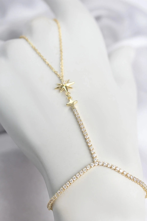 Gold Renk Pirinç Zirkon Taşlı Kutup Yıldızı Model Şahmeran