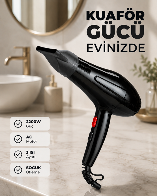 tekno 2200W Güçlü Motorlu Ergonomik Fön Makinesi 2026