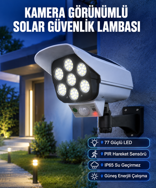 tekno Kablosuz, Güneş Paneliyle Şarj Olan Dış Mekan Lambası – 8-10 Saat Aydınlatma Süresi