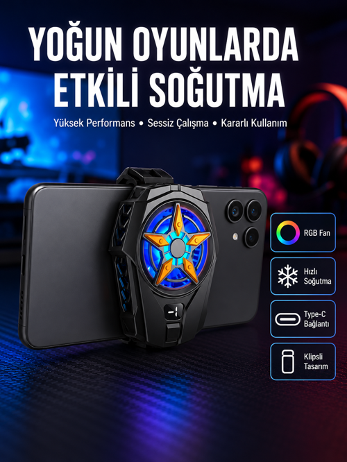 tekno Dijital Göstergeli Evrensel Telefon Soğutma Fanı Yeni Nesil 2026