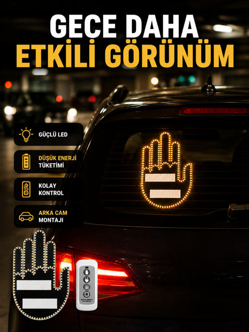 tekno A Kalite Uzaktan Kumandalı LED Park Uyarı Işığı El Figürlü Model 2026