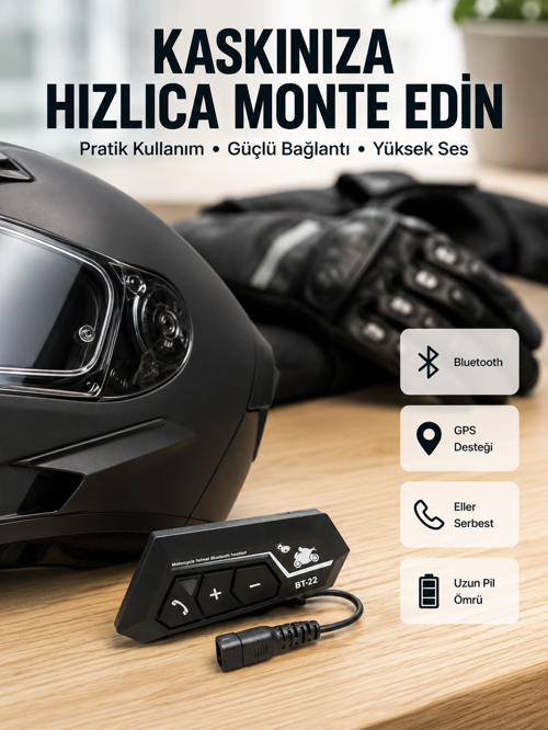 tekno BT22 Kask Bluetooth Kulaklık Su Geçirmez Motosiklet İletişim Sistemi Yeni Nesil 2026