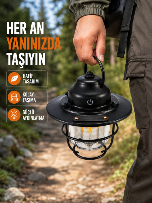tekno Çam Kozalağı Şekilli Retro Kamp Gece Lambası 2026
