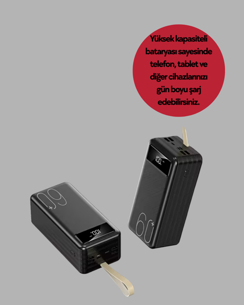 tekno LED Ekranlı Çok Fonksiyonlu Taşınabilir Şarj Ünitesi Powerbank Yeni Nesil 2026