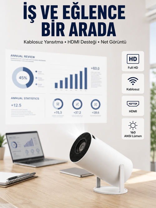 tekno HDMI ve USB Girişli Uzun Ömürlü Ampullü Projeksiyon 2026