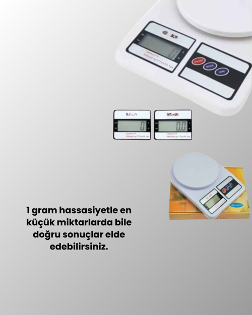 tekno Beyaz Plastik Dijital Mutfak Tartısı – 24x16.8x1.5cm 2026